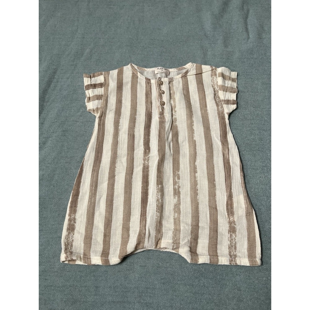 Play Up (Portugal) Ivory/Tan 100% Cotton Designer Baby Romper -9M